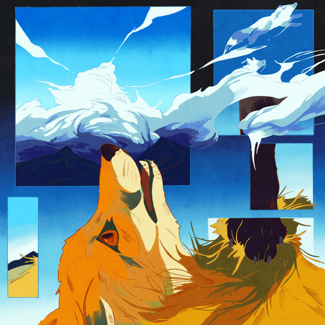 unspoiled horizons, 2024; song cover art done for Brazilian band Foxes on the Run, for their latest EP.