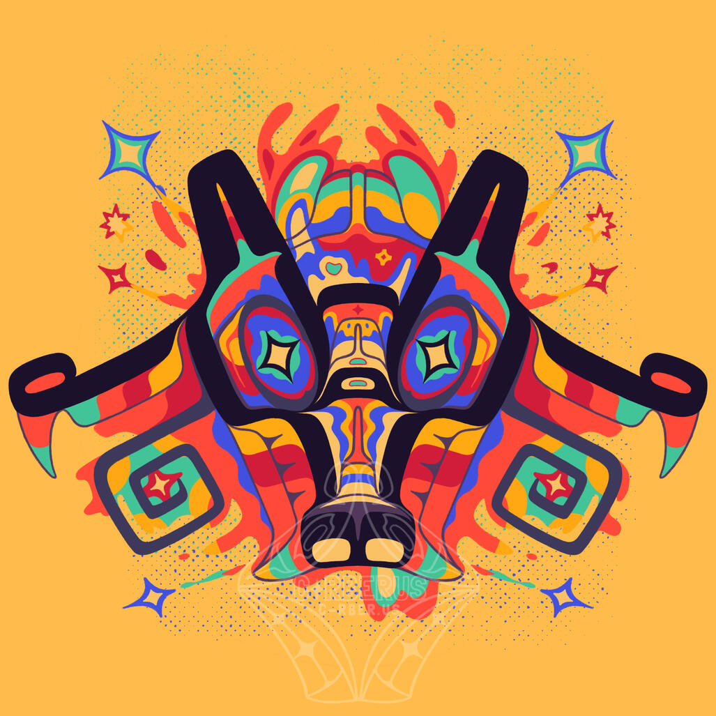 barely contained energy, 2023; a design depicting a canine, bursting with extreme energy and struggling to contain it.