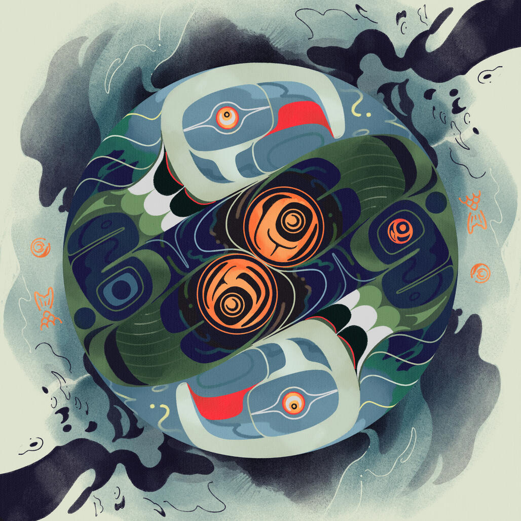 hawakandi gyaawksu, 2026; "i never left". on life during youth and then relative distance as an adult, inspired by the life cycle of salmon.
